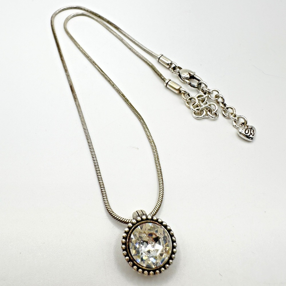 Brighton Twinkle Grande Silver Crystal Pendant Necklace Adjust 16" - 18"